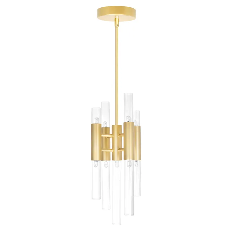 Orgue 9 Light 8in Satin Gold Mini Pendant — Modern Lights LED Pendant Lights 5.0W 