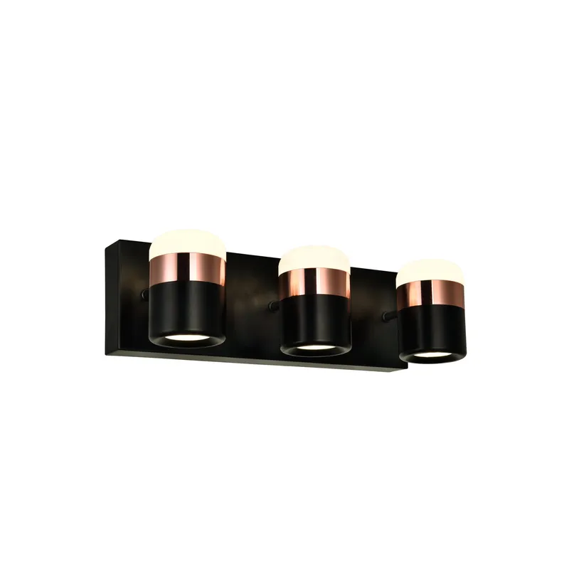 Moxie 3 Light LED Vanity Light With Black Finish — Modern Lights LED Wall Lights 18.0W 