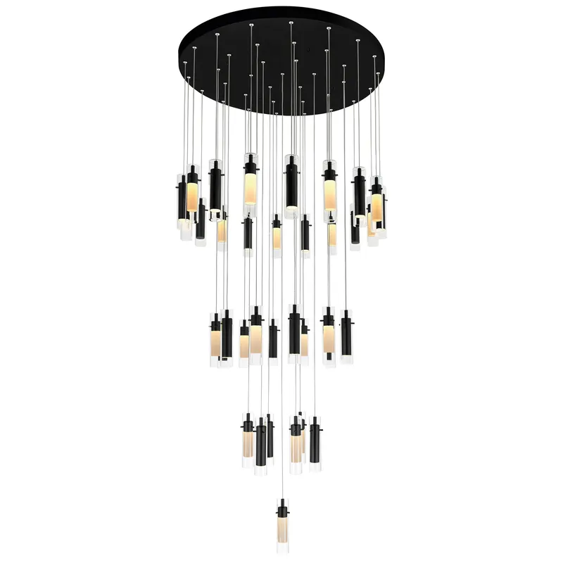 Olinda 37 Light Integrated LED Black Chandelier — Modern Lights LED Pendant Lights 74.0W 