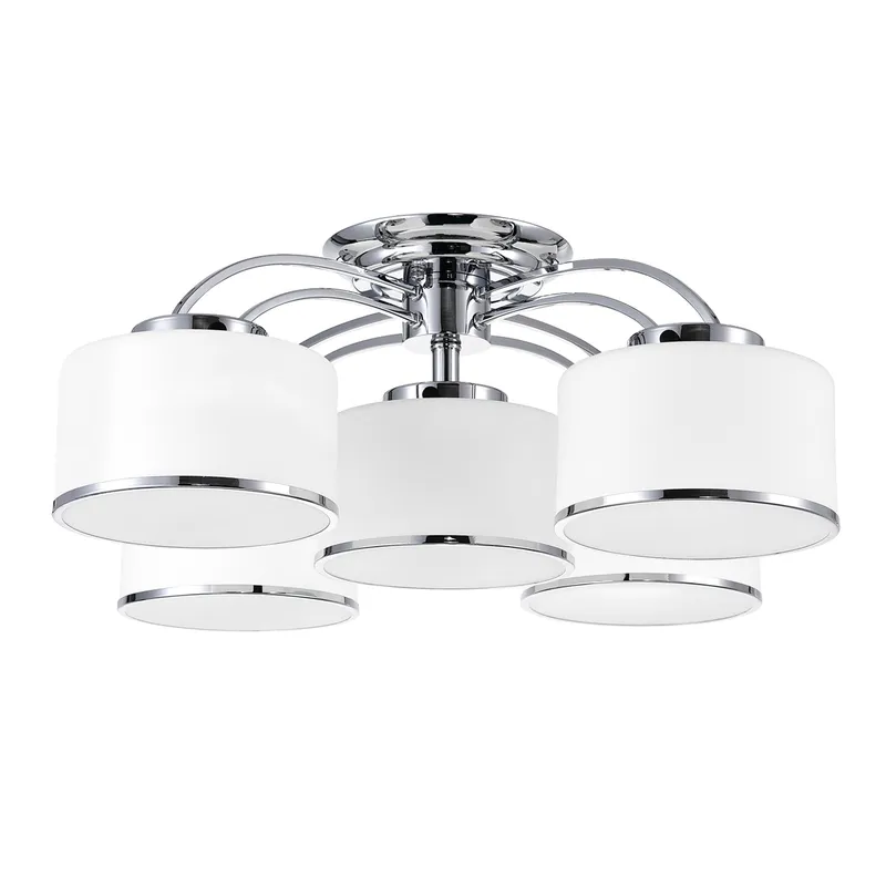 Frosted 5 Light 30 Inch Chrome Flush Mount — Modern Lights LED Ceiling Lights 60.0W 