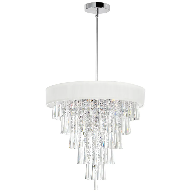 Franca 8 Light 22 Inch Chrome Chandelier with Off White Drum Shade — Modern Lights LED Pendant Lights 40.0W 