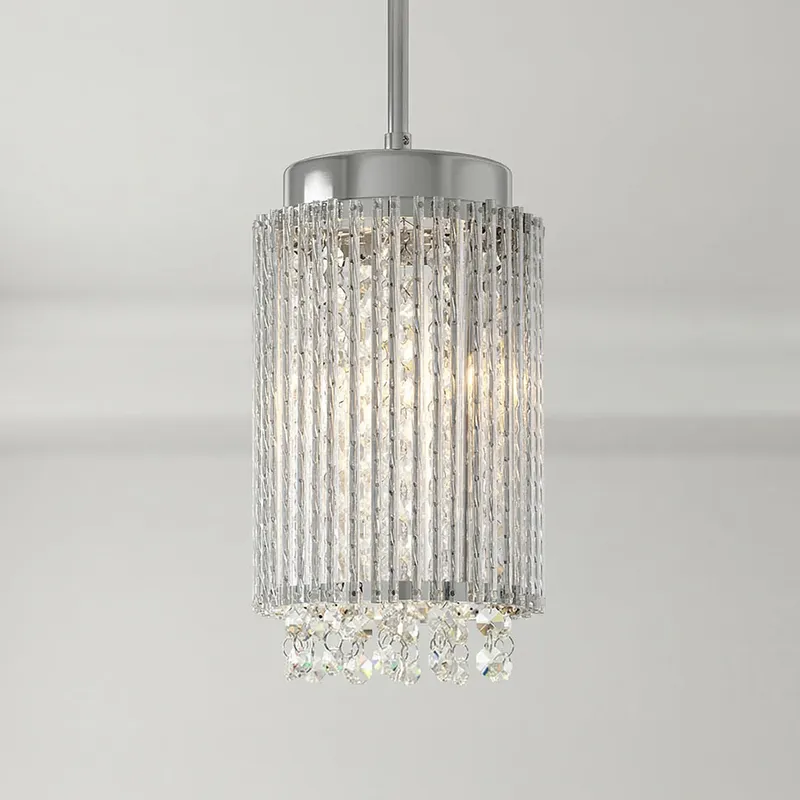 Claire 2 Light Drum Shade Mini Pendant With Chrome Finish — Modern Lights LED Pendant Lights 40.0W 