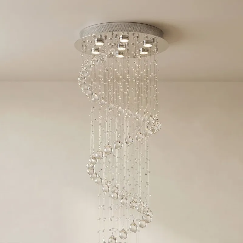 Spiral 7 Light Chrome Chandelier Flush Mount — Modern Lights LED Pendant Lights 35.0W 