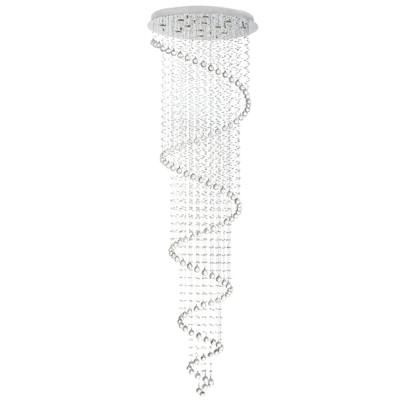 Spiral 12 Light Chrome Chandelier With Clear Crystal Design — Modern Lights LED Pendant Lights 35.0W 