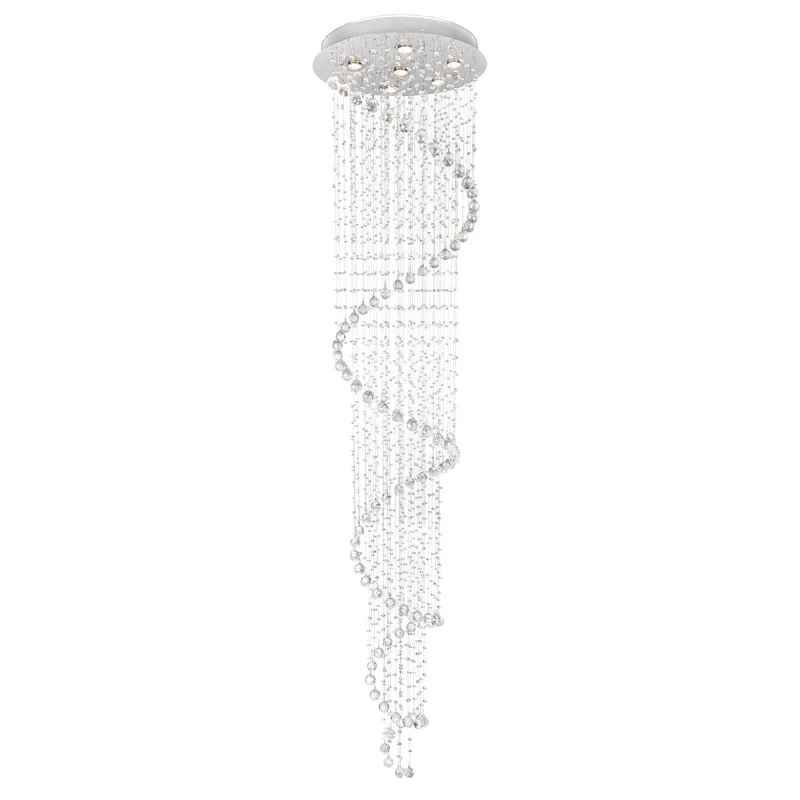 Spiral 6 Light Chrome Chandelier with Crystal Accents — Modern Lights LED Pendant Lights 35.0W 