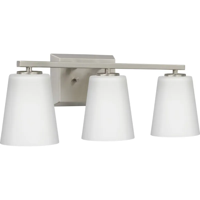 Vertex Collection Three-Light Etched White Glass Bath Light — Progress Lighting LED Wall Lights  
