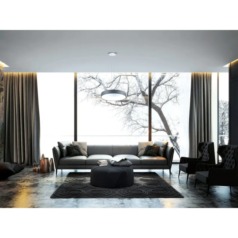 24 Inch 1 Light Drum Shade Pendant LED Gray and White Finish — Modern Lights LED Pendant Lights 36.0W 