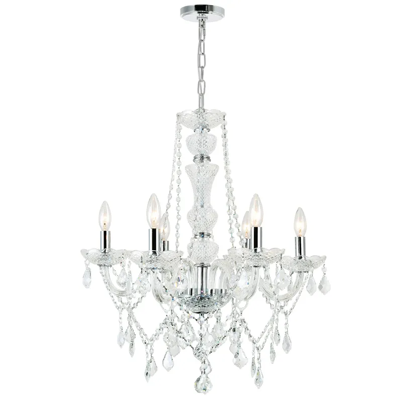 Princeton 6 Light Chrome Chandelier Down Fixture — Modern Lights LED Pendant Lights 60.0W 