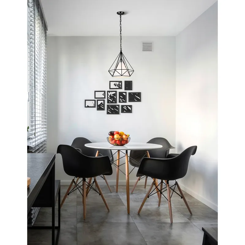 Diamond 1 Light 15in Black Down Pendant — Modern Lights LED Pendant Lights 60.0W 