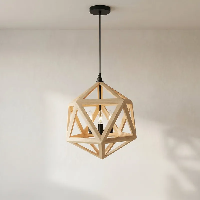 Lante 3 Light Wood Pendant Black Pendant — Modern Lights LED Pendant Lights 60.0W 