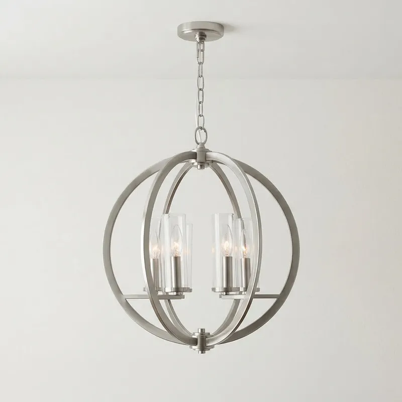 Elton 6 Light Satin Nickel Chandelier — Modern Lights LED Pendant Lights 60.0W 