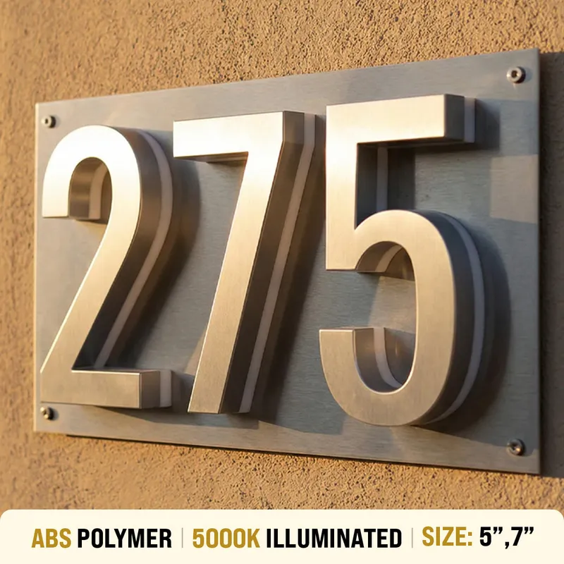 Backlit LED Bronze Lighted House Numbers - 5000K Illuminated — Modern Lights LED Bollards & Pathway Lights 24.0W 5000K