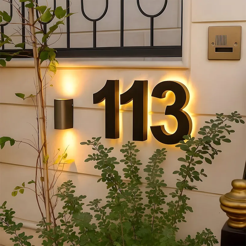 Premium LED Address Sign – Customized House Number in Modern Stainless Steel — Modern Lights LED General Lighting  