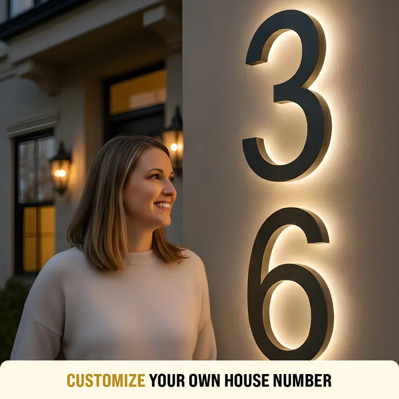 Contemporary Lighted House Numbers – Custom Metal Address Sign for Homes & Offices — Modern Lights LED General Lighting  