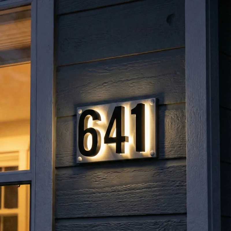 Personalized Stainless Steel Address Numbers – Lighted Home Sign with Modern Design — Modern Lights LED General Lighting  