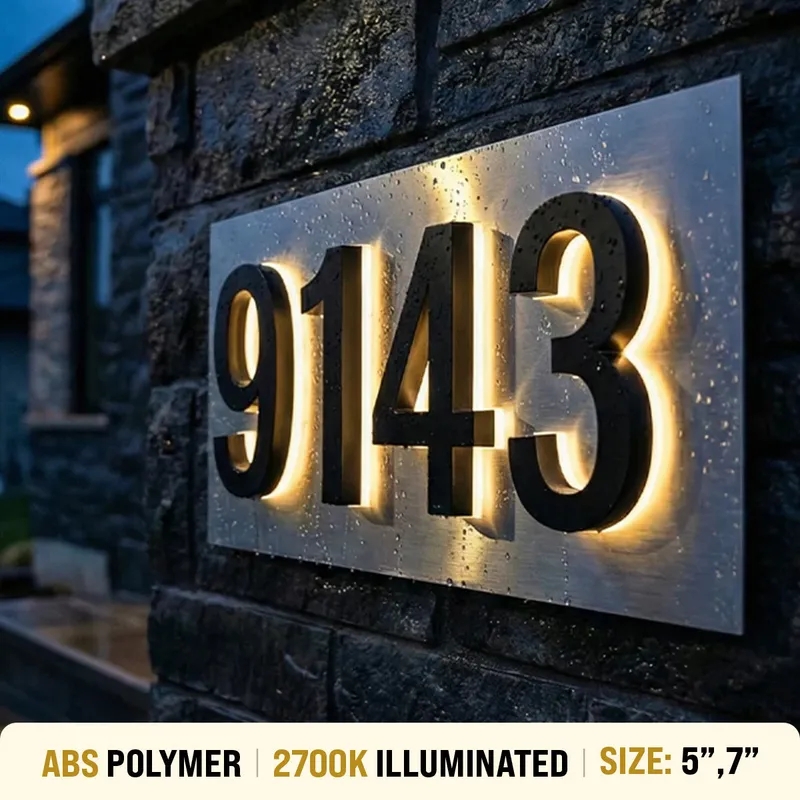 Illuminated Address Numbers - ABS Polymer - 2700K — Modern Lights LED Bollards & Pathway Lights 24.0W 2700K