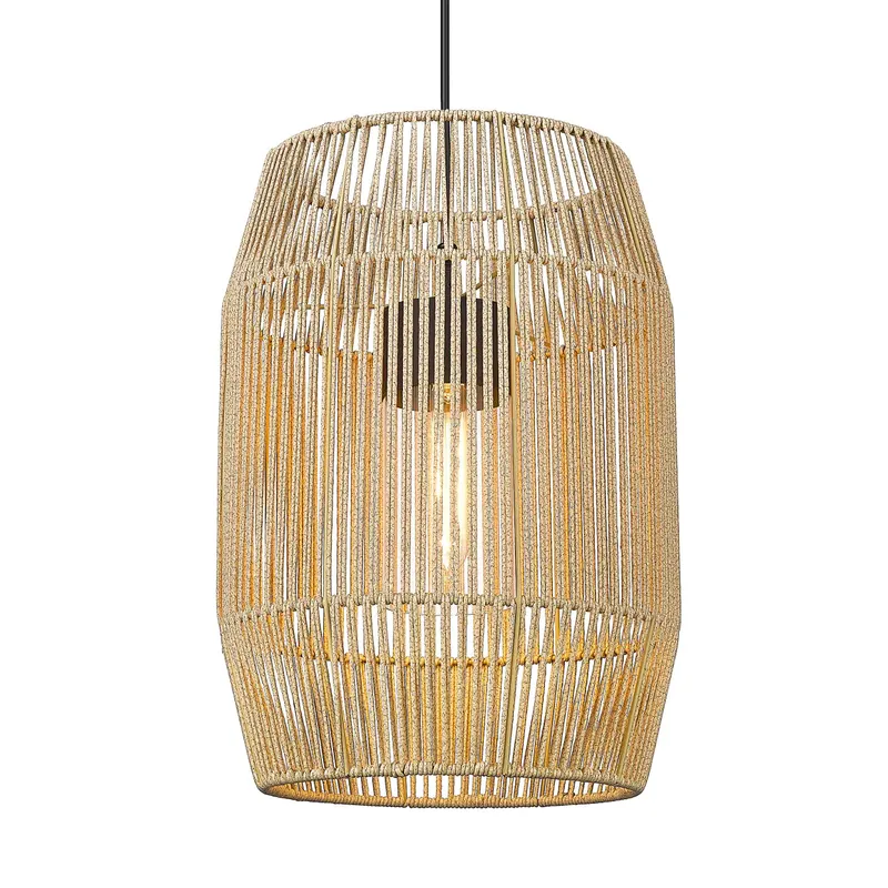 Golden Lighting Seabrooke 1-light Outdoor Pendant in Natural Black and Summer Sands shade — Golden Lighting LED Pendant Lights  