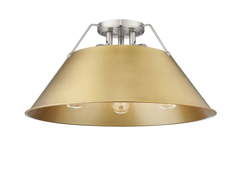 Yep by Golden Lighting Orwell 3-light Flush Mount in Pewter and Brushed Champagne Brass shade — Golden Lighting LED Ceiling Lights  