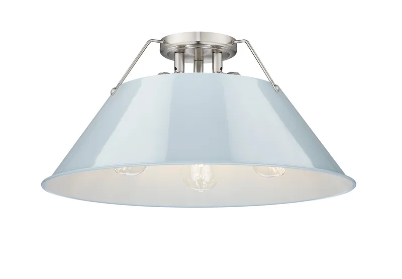 Yep by Golden Lighting Orwell 3-light Flush Mount in Pewter and Dusky Blue shade — Golden Lighting LED Ceiling Lights  