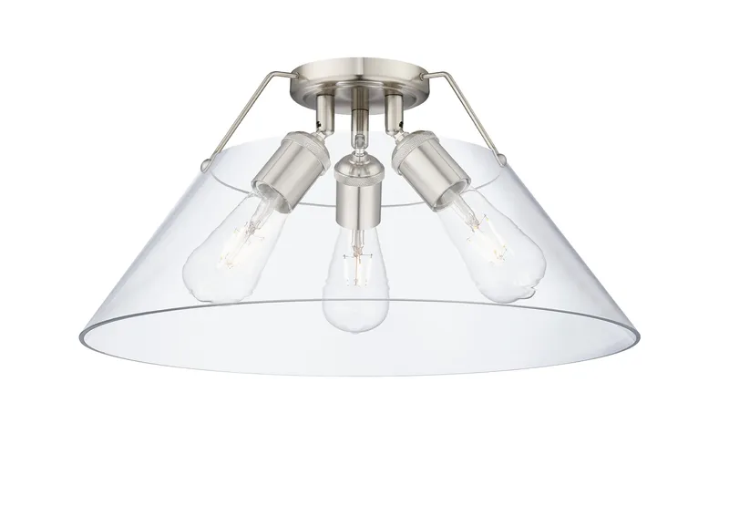 Yep by Golden Lighting Orwell 3-light Flush Mount in Pewter and Clear Glass — Golden Lighting LED Ceiling Lights  