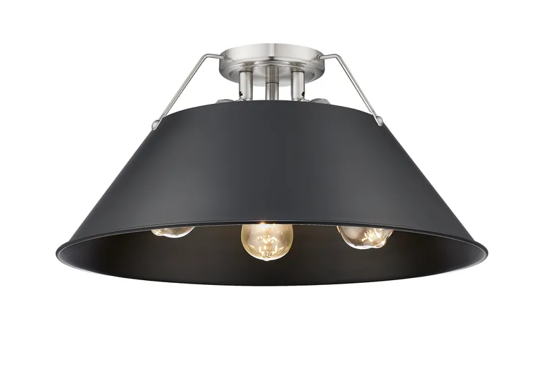 Yep by Golden Lighting Orwell 3-light Flush Mount in Pewter and Matte Black shade — Golden Lighting LED Ceiling Lights  