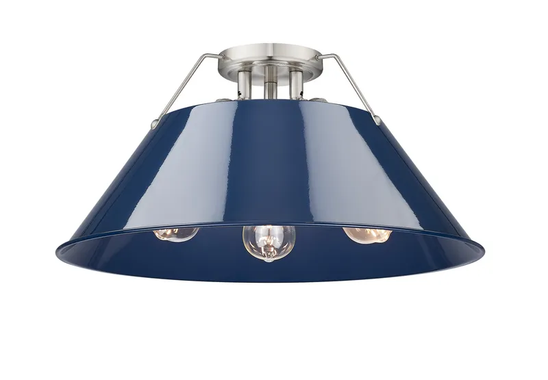 Yep by Golden Lighting Orwell 3-light Flush Mount in Pewter and Navy Blue shade — Golden Lighting LED Ceiling Lights  
