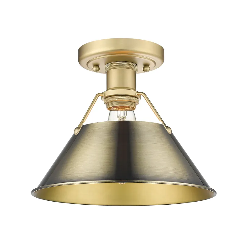 Yep by Golden Lighting Orwell 1-light Flush Mount in Brushed Champagne Brass and Aged Brass shade — Golden Lighting LED Ceiling Lights 100.0W 