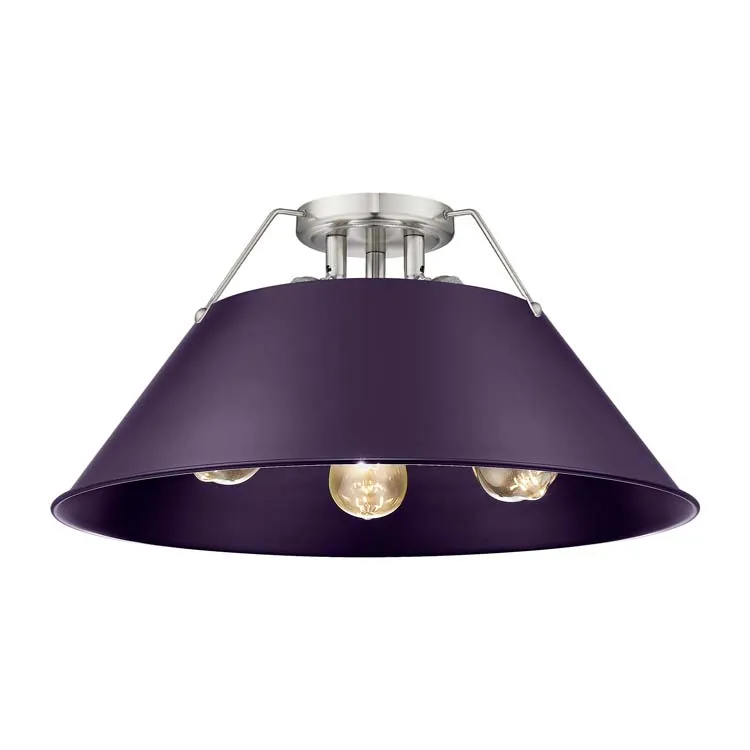 Yep by Golden Lighting Orwell 3-light Flush Mount in Pewter and Exotic Purple shade — Golden Lighting LED Ceiling Lights  