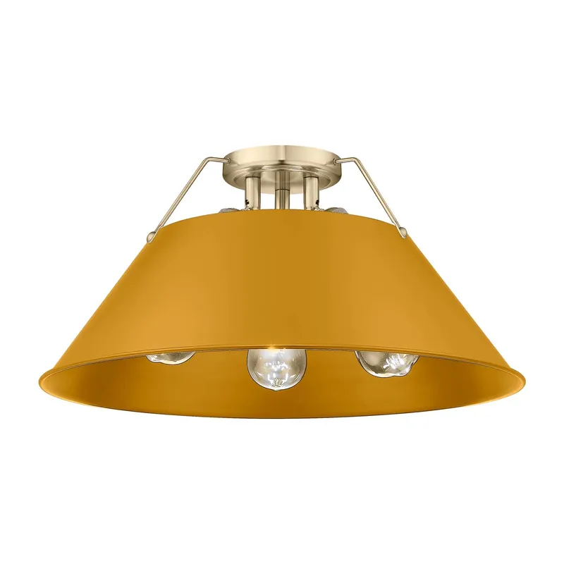 Yep by Golden Lighting Orwell 3-light Flush Mount in Pewter and Auric Yellow shade — Golden Lighting LED Ceiling Lights 60.0W 