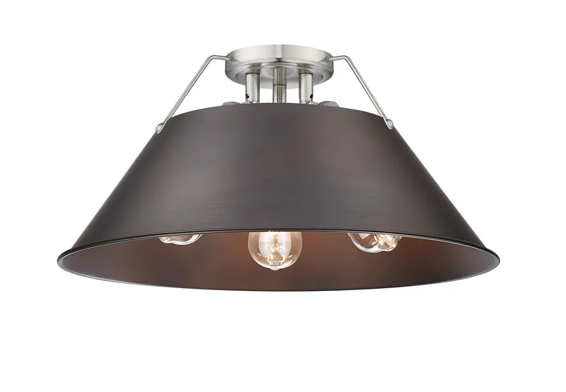 Yep by Golden Lighting Orwell 3-light Flush Mount in Pewter and Rubbed Bronze shade — Golden Lighting LED Ceiling Lights 60.0W 