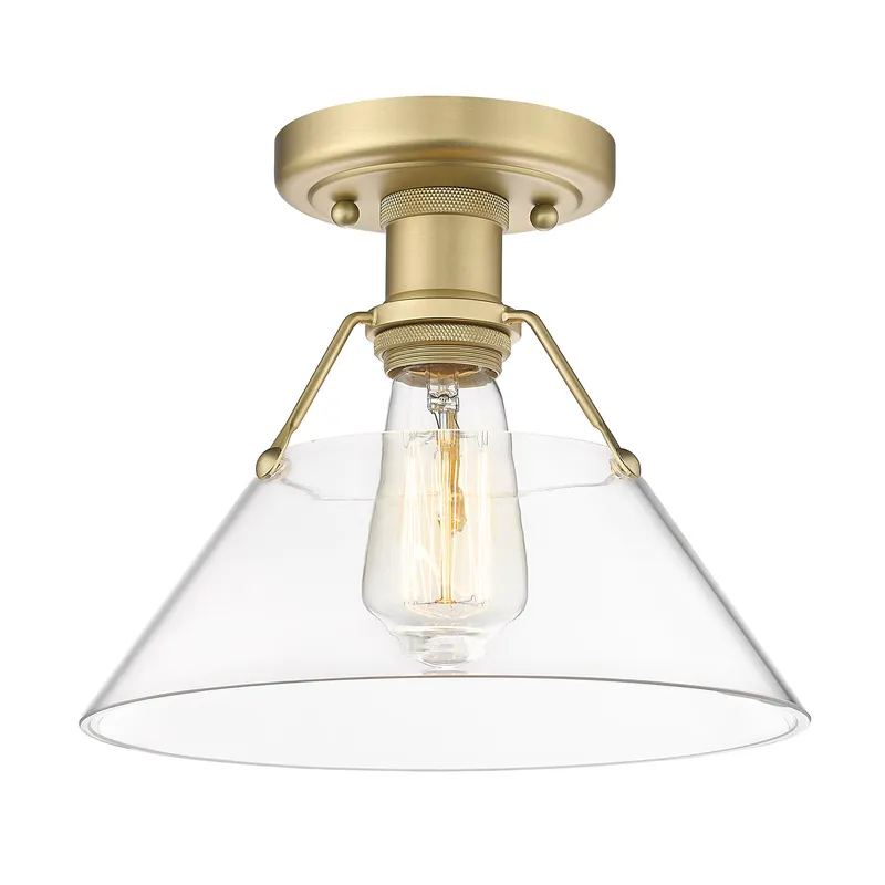 Yep by Golden Lighting Orwell 1-light Flush Mount in Brushed Champagne Brass and Clear Glass — Golden Lighting LED Ceiling Lights 100.0W 