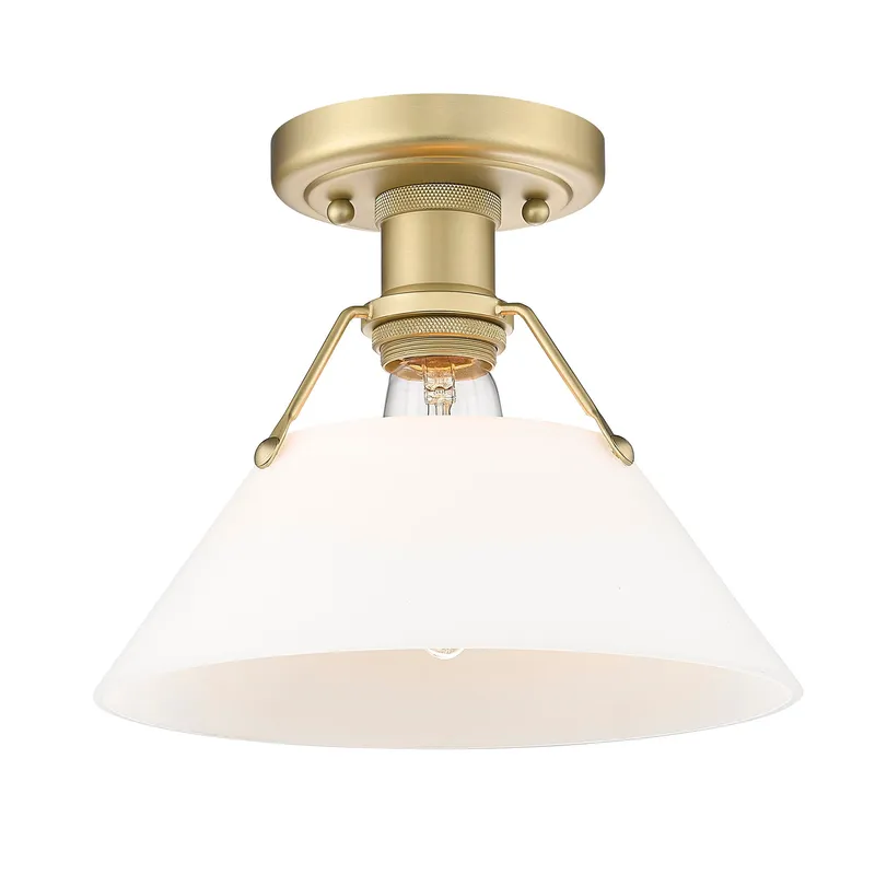 Yep by Golden Lighting Orwell 1-light Flush Mount in Brushed Champagne Brass and Opal Glass — Golden Lighting LED Ceiling Lights 100.0W 