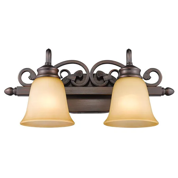 Belle Meade 2-light Vanity in Rubbed Bronze — Golden Lighting LED Wall Lights  