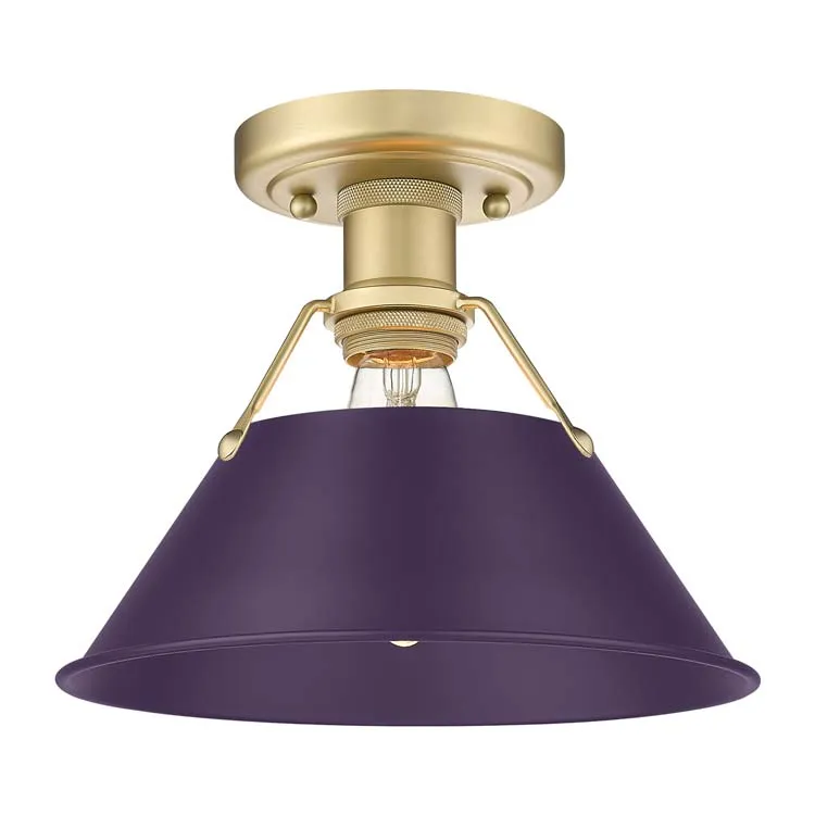 Yep by Golden Lighting Orwell 1-light Flush Mount in Brushed Champagne Brass and Exotic Purple shade — Golden Lighting LED Ceiling Lights 100.0W 