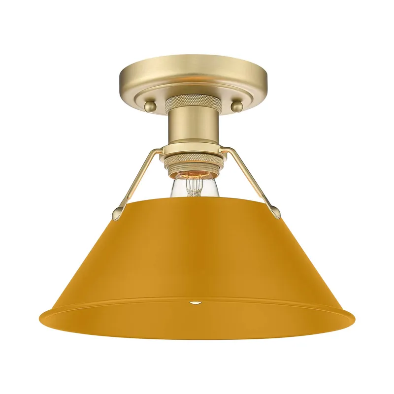 Yep by Golden Lighting Orwell 1-light Flush Mount in Brushed Champagne Brass and Auric Yellow shade — Golden Lighting LED Ceiling Lights  