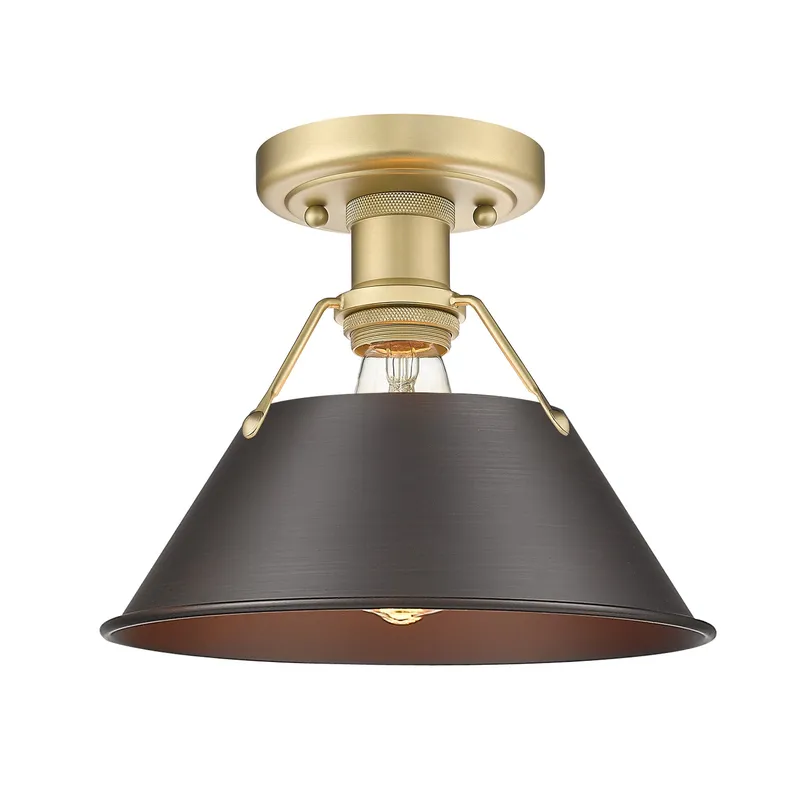 Yep by Golden Lighting Orwell 1-light Flush Mount in Brushed Champagne Brass and Rubbed Bronze shade — Golden Lighting LED Ceiling Lights 100.0W 