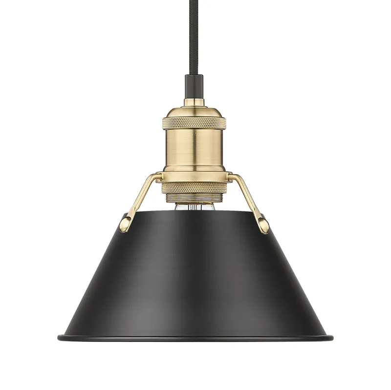 Yep by Golden Lighting Orwell 1-light 8in Pendant in Brushed Champagne Brass and Matte Black shade — Golden Lighting LED Pendant Lights 100.0W 