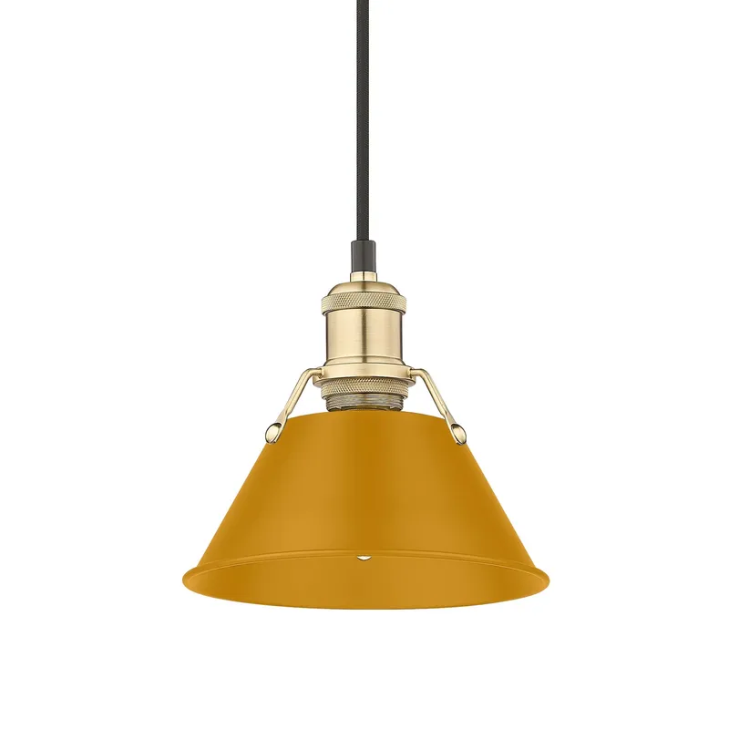 Yep by Golden Lighting Orwell 1-light 8in Pendant in Brushed Champagne Brass and Auric Yellow shade — Golden Lighting LED Pendant Lights 100.0W 