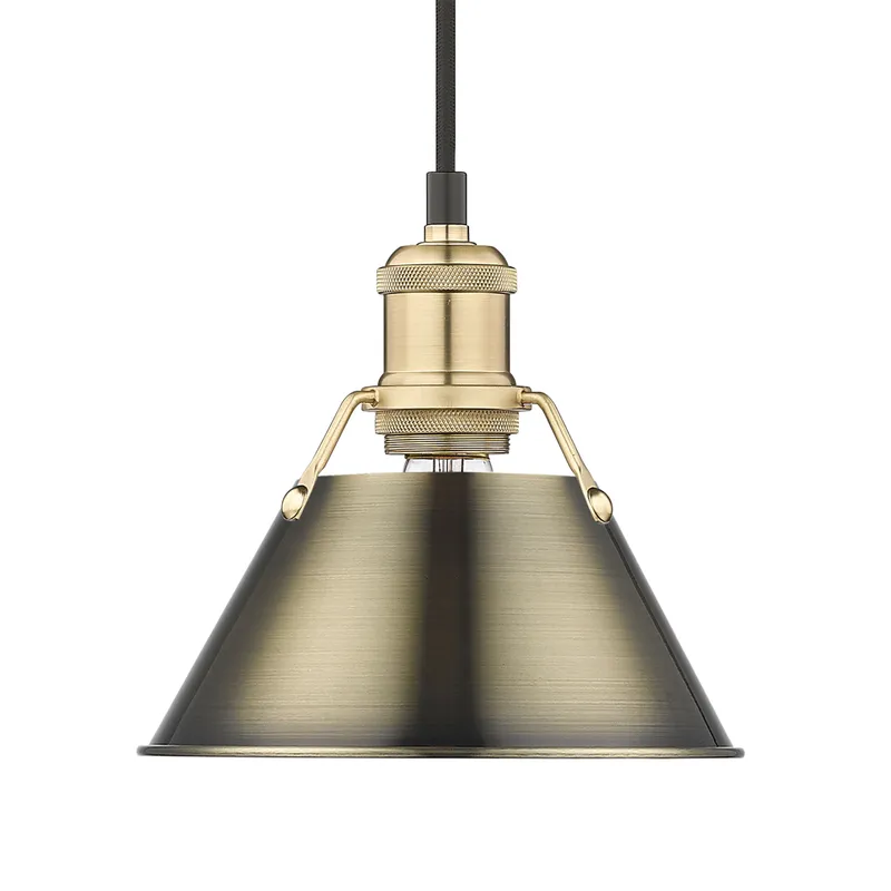 Yep by Golden Lighting Orwell 1-light 8in Pendant in Brushed Champagne Brass and Aged Brass shade — Golden Lighting LED Pendant Lights  