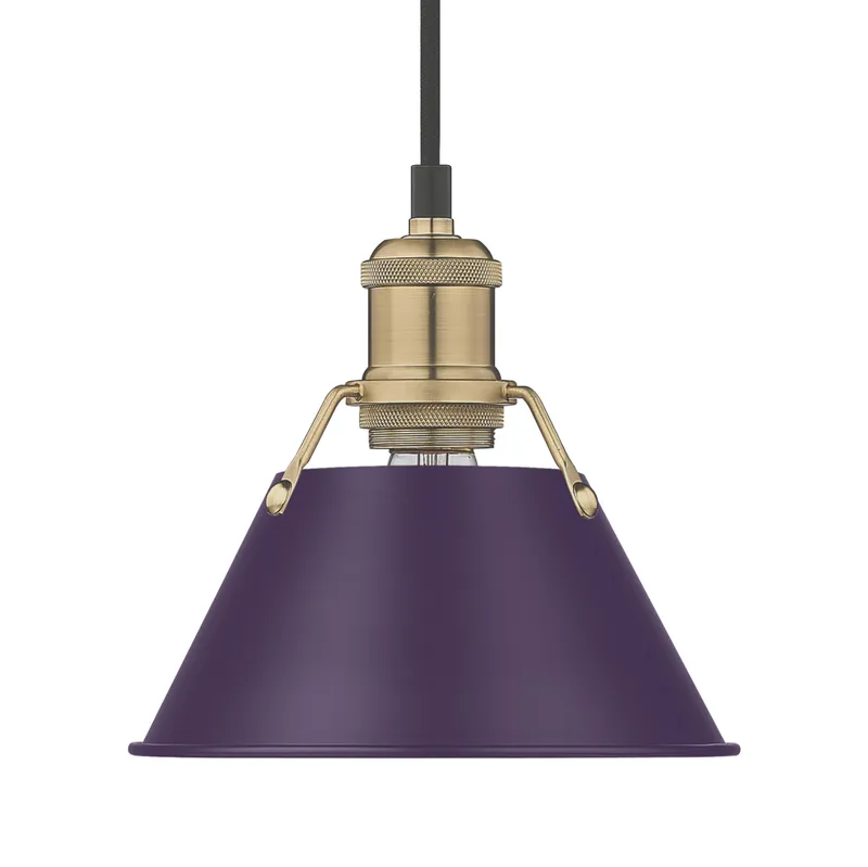Yep by Golden Lighting Orwell 1-light 8in Pendant in Brushed Champagne Brass and Exotic Purple shade — Golden Lighting LED Pendant Lights  