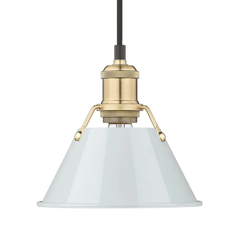 Yep by Golden Lighting Orwell 1-light 8in Pendant in Brushed Champagne Brass and Dusky Blue shade — Golden Lighting LED Pendant Lights  