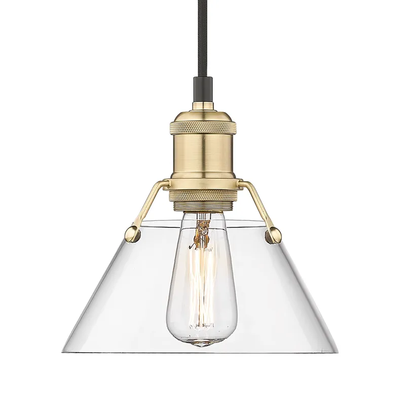 Yep by Golden Lighting Orwell 1-light 8in Pendant in Brushed Champagne Brass and Clear Glass — Golden Lighting LED Pendant Lights  