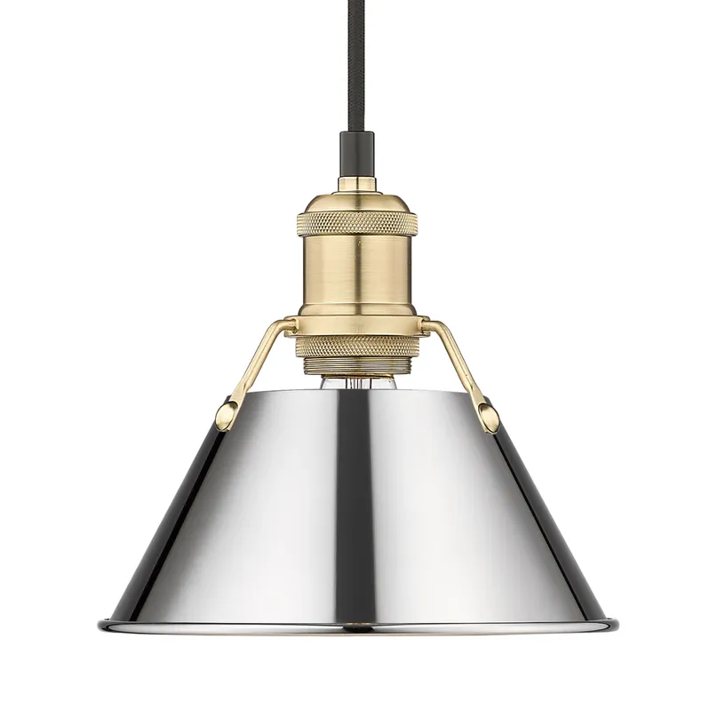 Yep by Golden Lighting Orwell 1-light 8in Pendant in Brushed Champagne Brass and Chrome shade — Golden Lighting LED Pendant Lights  