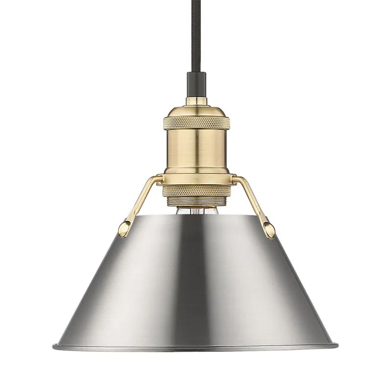 Yep by Golden Lighting Orwell 1-light 8in Pendant in Brushed Champagne Brass and Pewter shade — Golden Lighting LED Pendant Lights  
