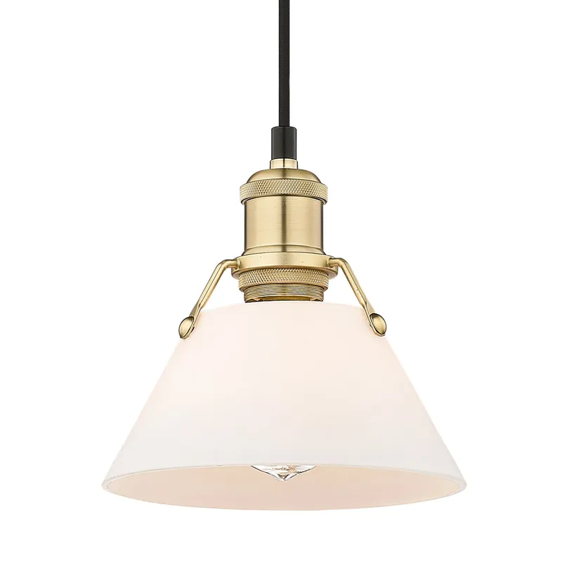 Yep by Golden Lighting Orwell 1-light 8in Pendant in Brushed Champagne Brass and Opal Glass — Golden Lighting LED Pendant Lights 100.0W 