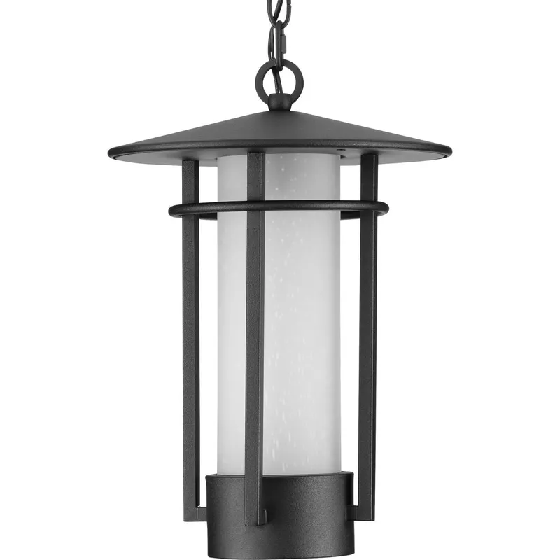 Exton Collection One-Light Etched Seeded Glass Outdoor Hanging Pendant Lantern — Progress Lighting LED Landscape Lights  