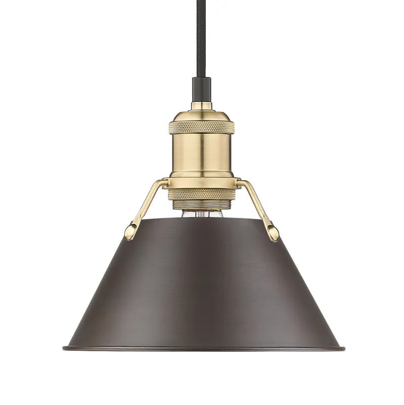 Yep by Golden Lighting Orwell 1-light 8in Pendant in Brushed Champagne Brass and Rubbed Bronze shade — Golden Lighting LED Pendant Lights  