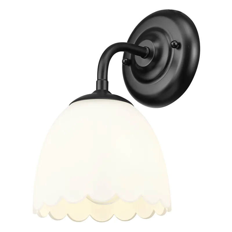 Dorinda 1-Light Wall Sconce in Matte Black with Opal Glass — Golden Lighting LED Wall Lights 100.0W 