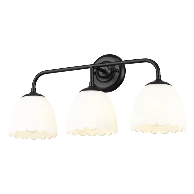 Dorinda 3-Light Vanity Light in Matte Black with Opal Glass — Golden Lighting LED Wall Lights 100.0W 