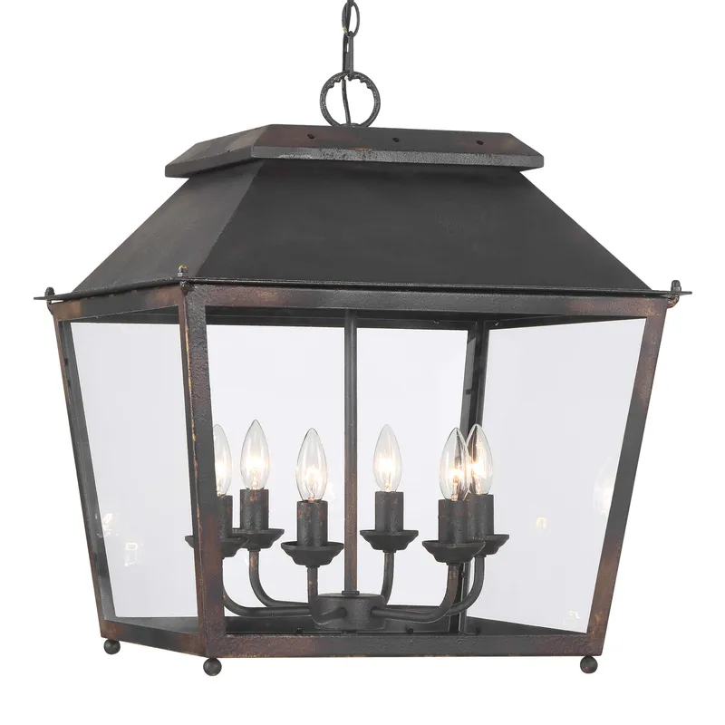 Golden Lighting Abingdon 6-light Pendant in Antique Black Iron — Golden Lighting LED Pendant Lights  
